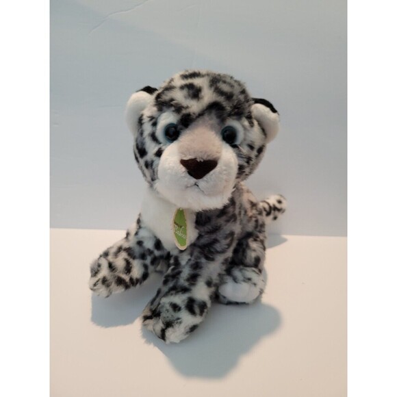 Aurora Babies Gray Black White Snow Leopard 10" Plush Blue Eyes Collar 2017 - Picture 2 of 10